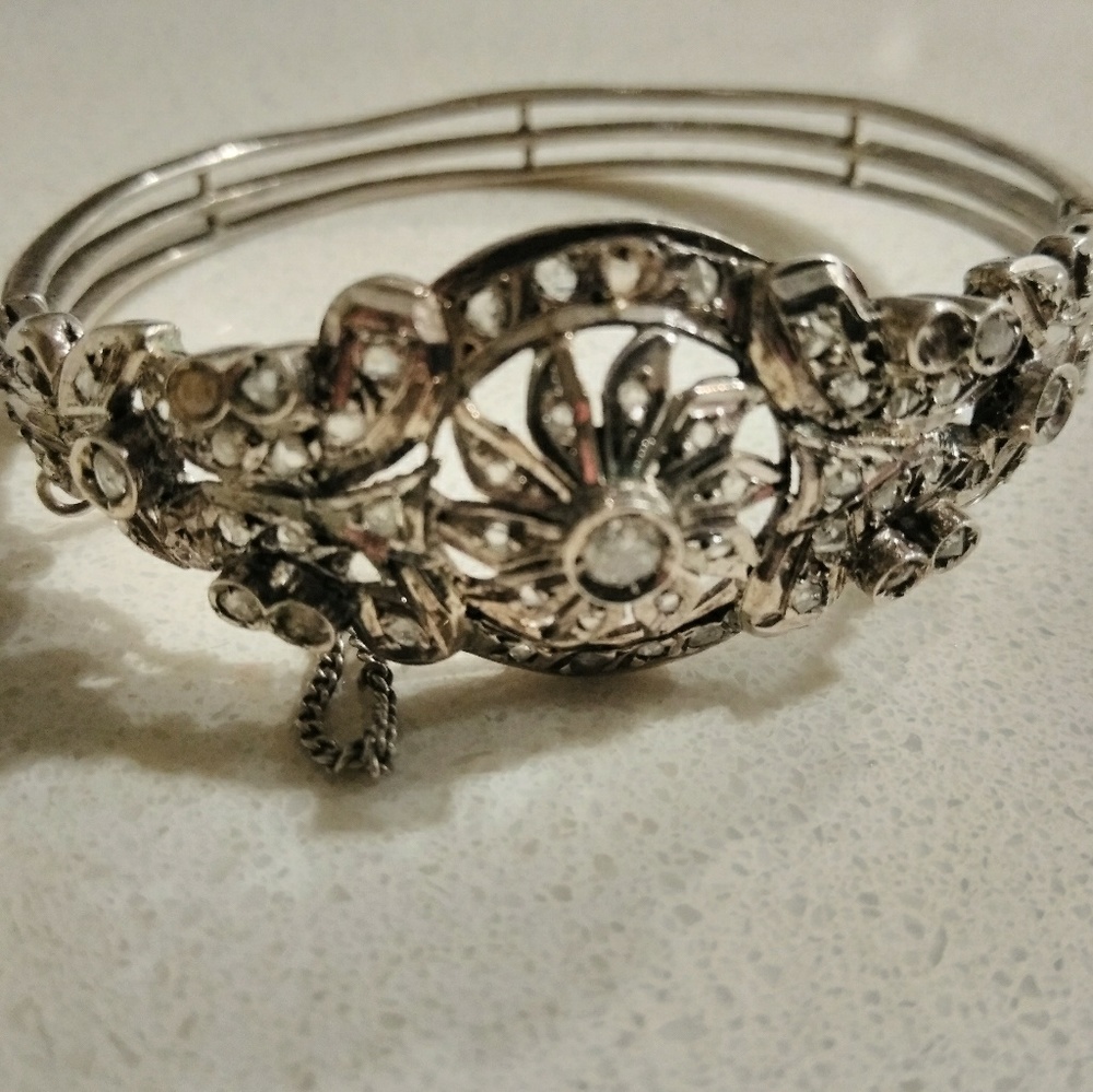 Victorian Silver Bracelet w Diamonds